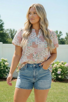 Patchwork Floral Puff Sleeve Top - Charming Charlie