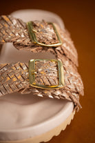 Intertwine Dual Woven Strap Slide in Champagne - Charming Charlie