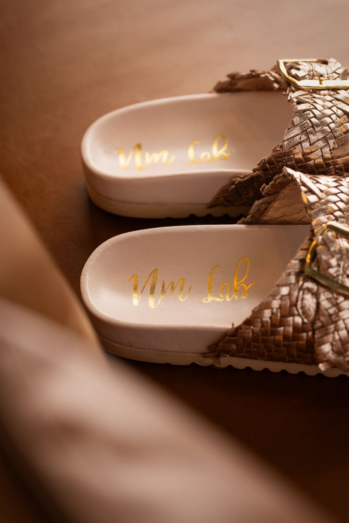 Intertwine Dual Woven Strap Slide in Champagne - Charming Charlie