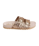 Intertwine Dual Woven Strap Slide in Champagne - Charming Charlie