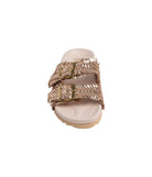 Intertwine Dual Woven Strap Slide in Champagne - Charming Charlie