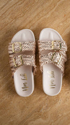 Intertwine Dual Woven Strap Slide in Champagne - Charming Charlie