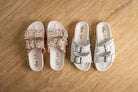 Intertwine Dual Woven Strap Slide in Champagne - Charming Charlie