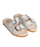 Intertwine Dual Woven Strap Slide in White - Charming Charlie