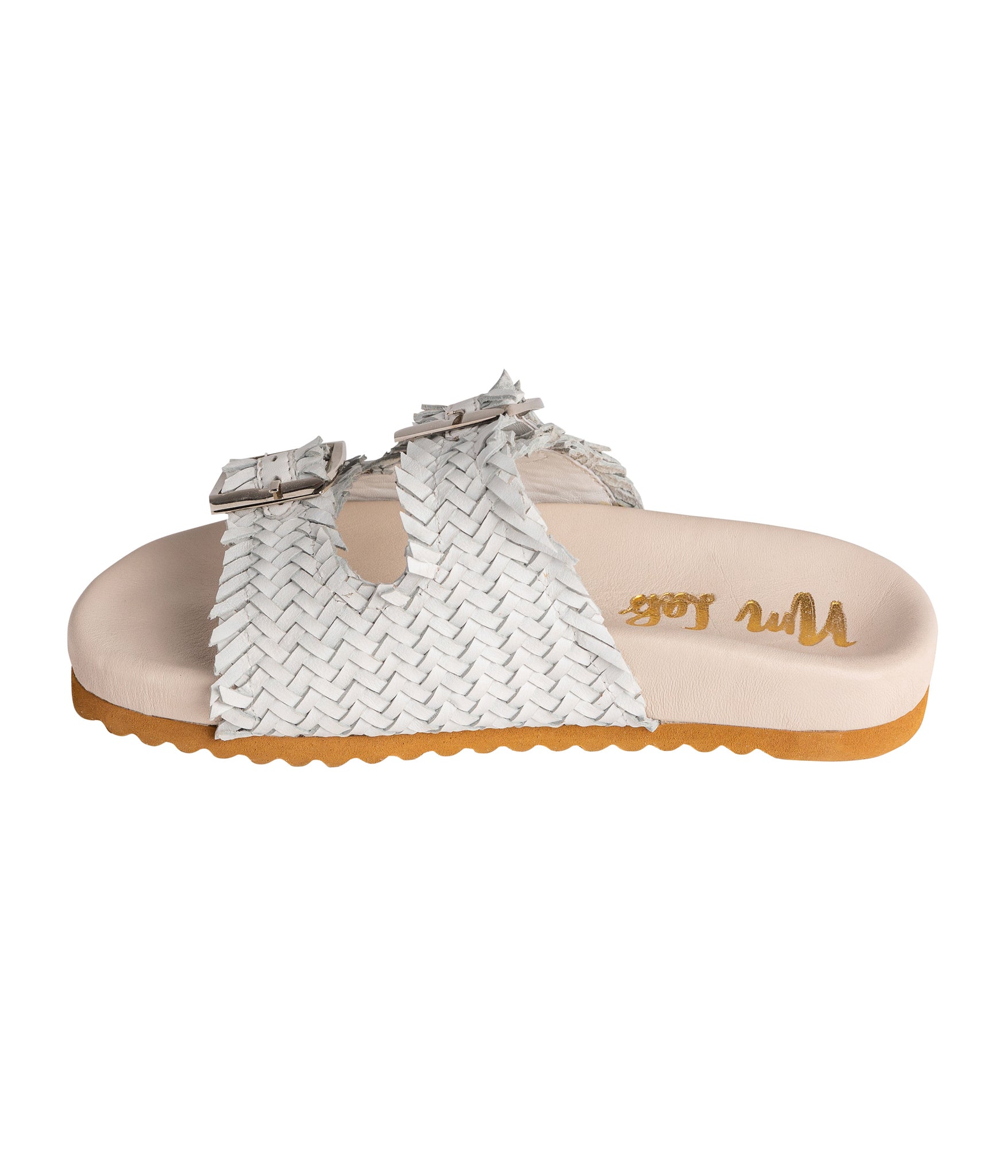 Intertwine Dual Woven Strap Slide in White - Charming Charlie