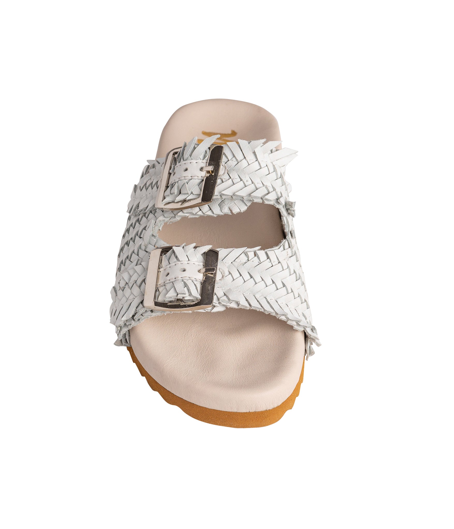 Intertwine Dual Woven Strap Slide in White - Charming Charlie