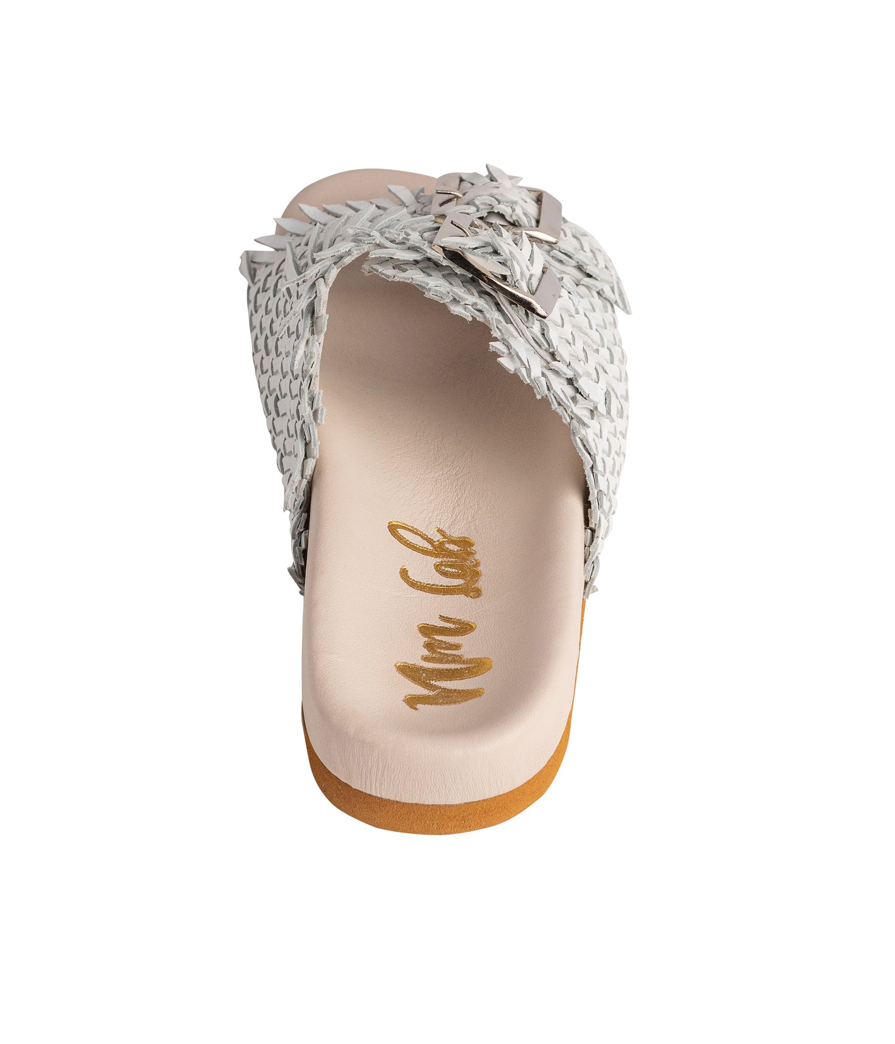 Intertwine Dual Woven Strap Slide in White - Charming Charlie