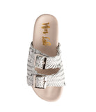 Intertwine Dual Woven Strap Slide in White - Charming Charlie