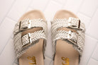 Intertwine Dual Woven Strap Slide in White - Charming Charlie