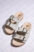Intertwine Dual Woven Strap Slide in White - Charming Charlie