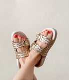 Intertwine Dual Woven Strap Slide in Champagne - Charming Charlie