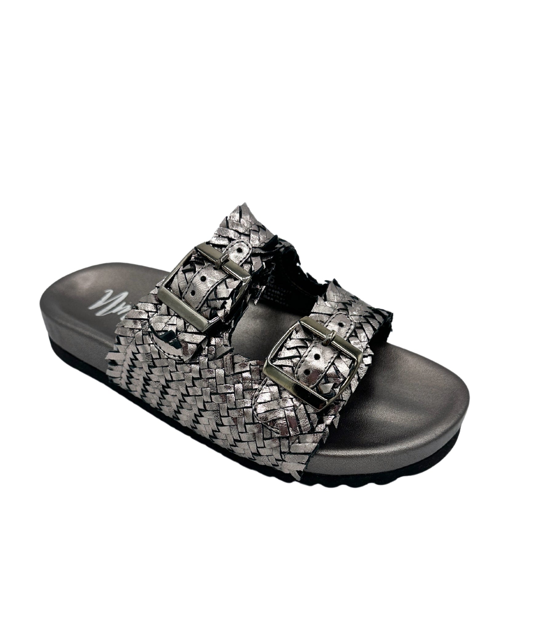 Intertwine Dual Woven Strap Slide in Pewter - Charming Charlie