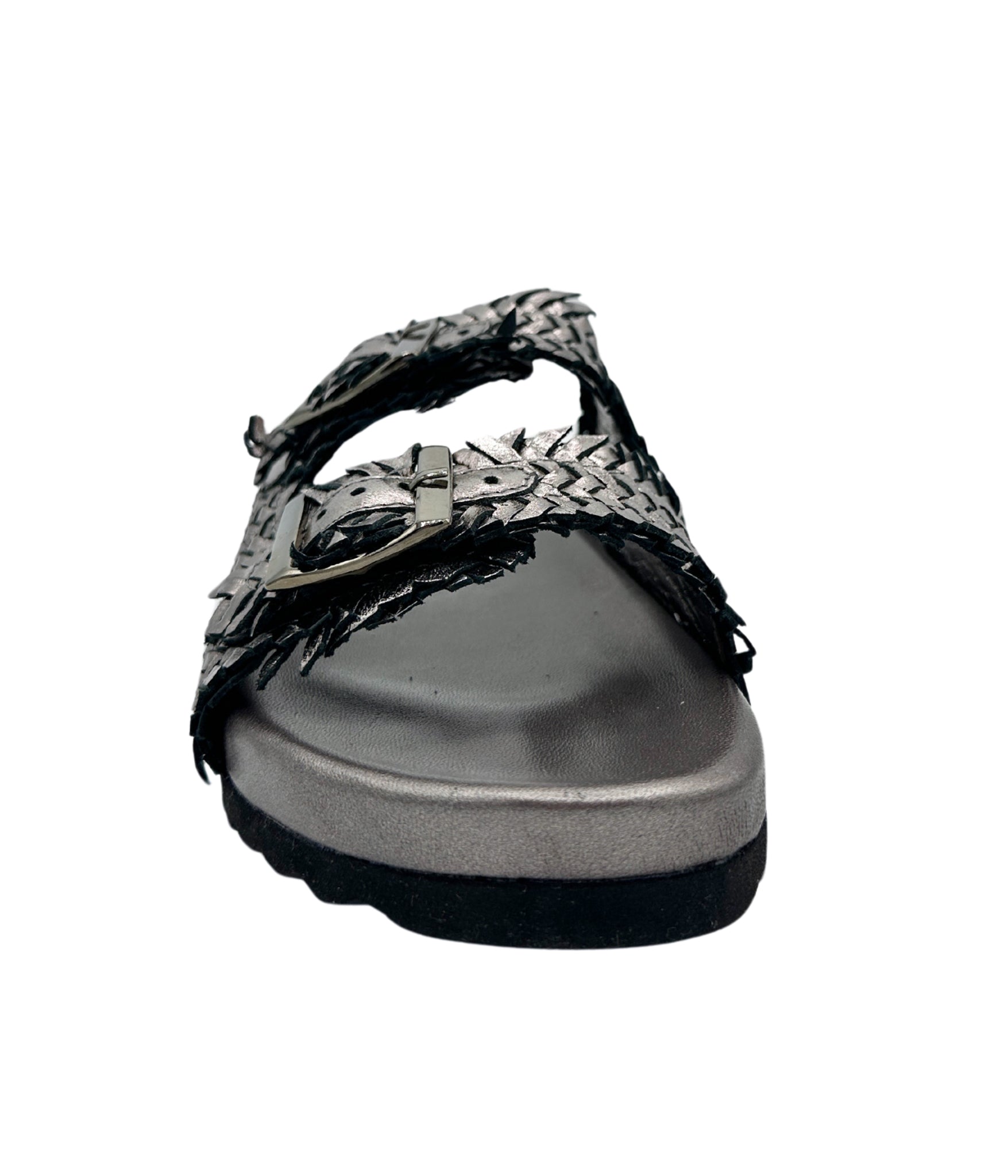 Intertwine Dual Woven Strap Slide in Pewter - Charming Charlie