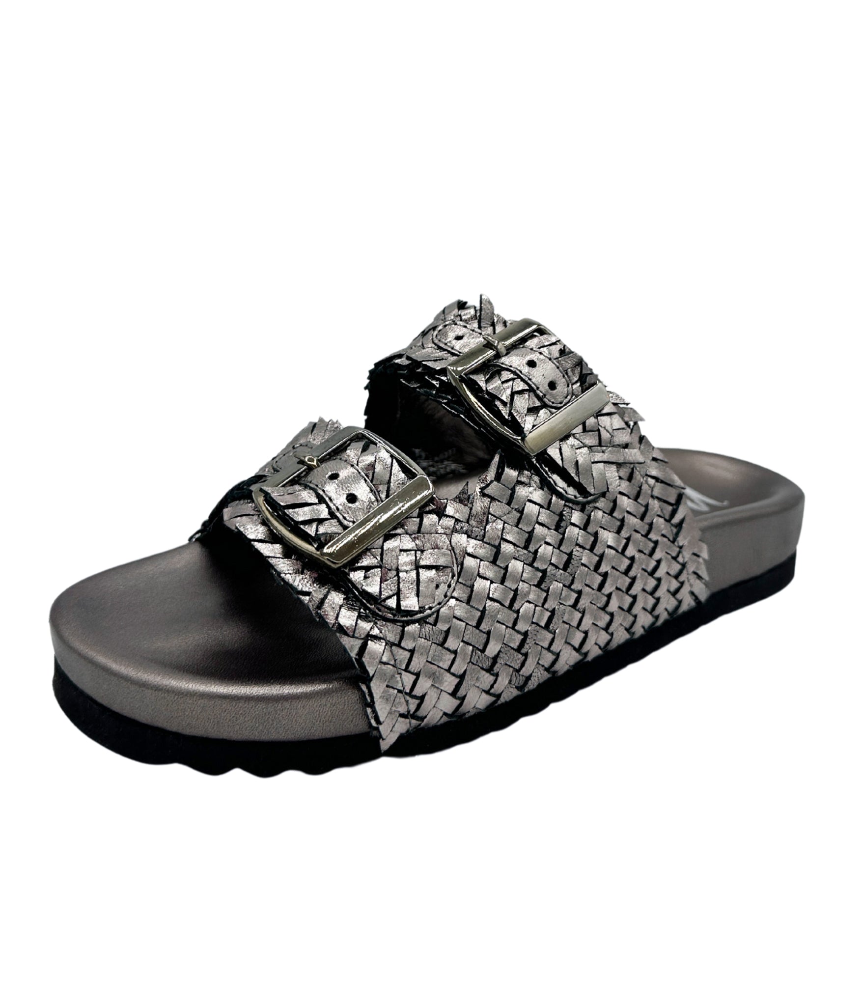 Intertwine Dual Woven Strap Slide in Pewter - Charming Charlie