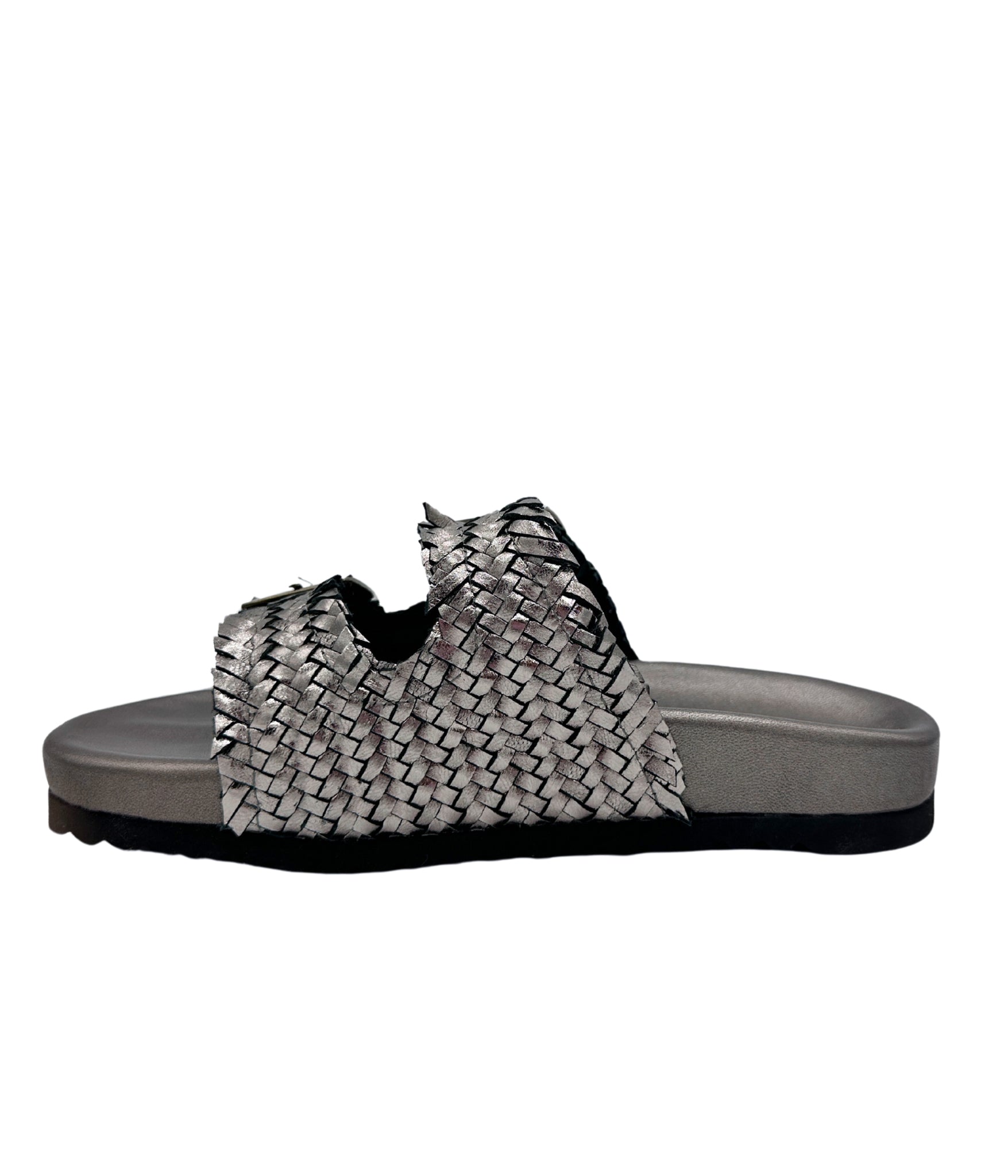 Intertwine Dual Woven Strap Slide in Pewter - Charming Charlie
