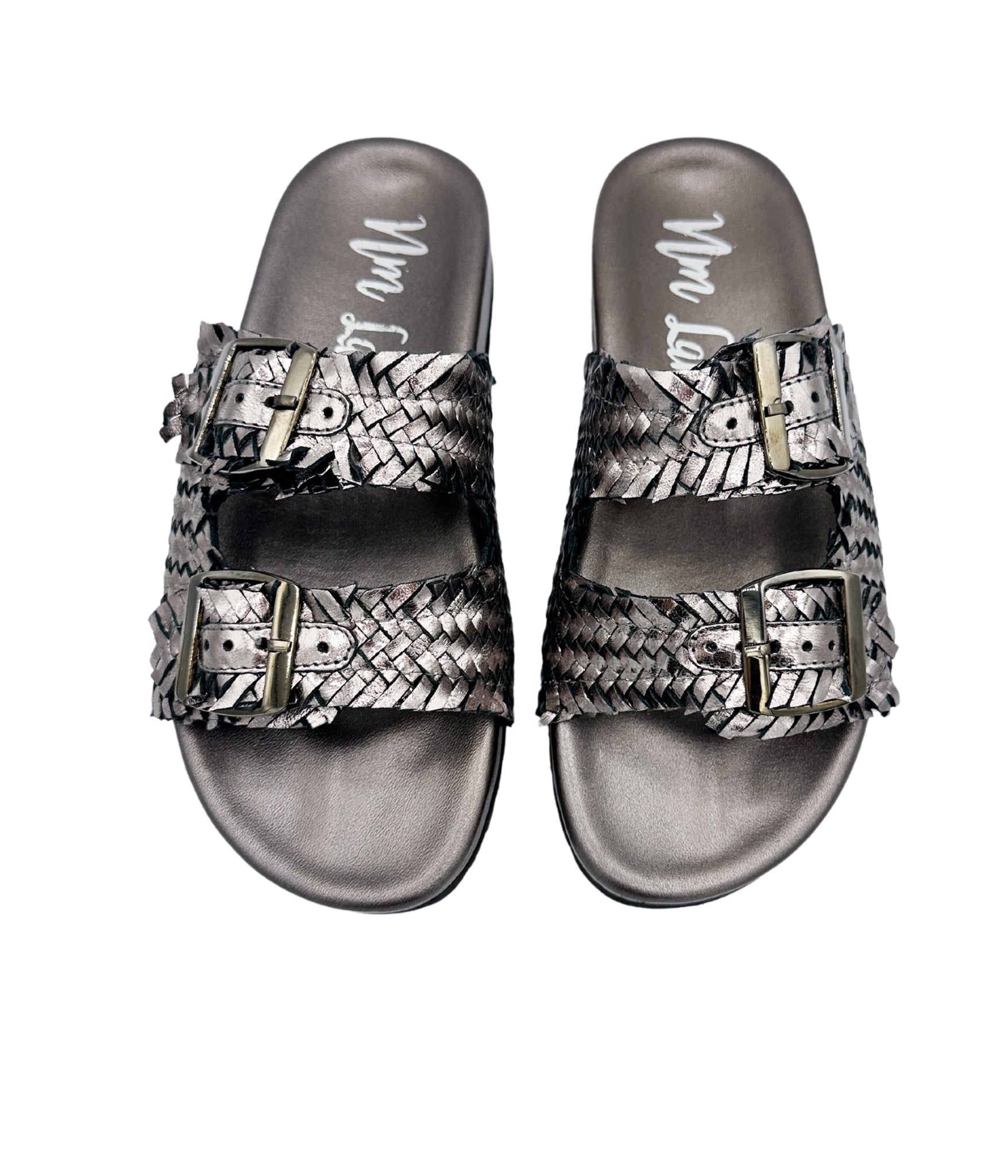 Intertwine Dual Woven Strap Slide in Pewter - Charming Charlie