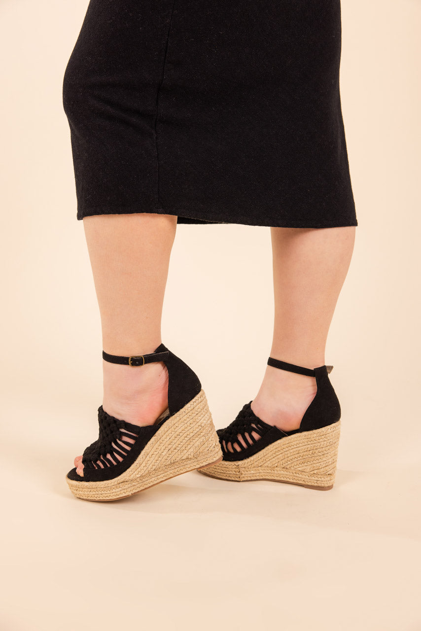 Juti Wedges in Black - Charming Charlie