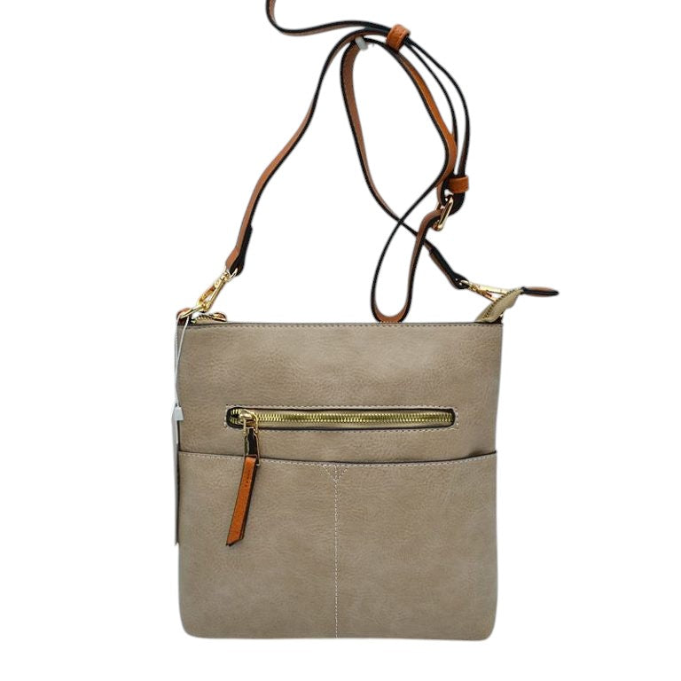 Kaylee Soft PU Vegan Leather 2 in 1 Tote Crossbody Bag - Beige - Crossbody Bags