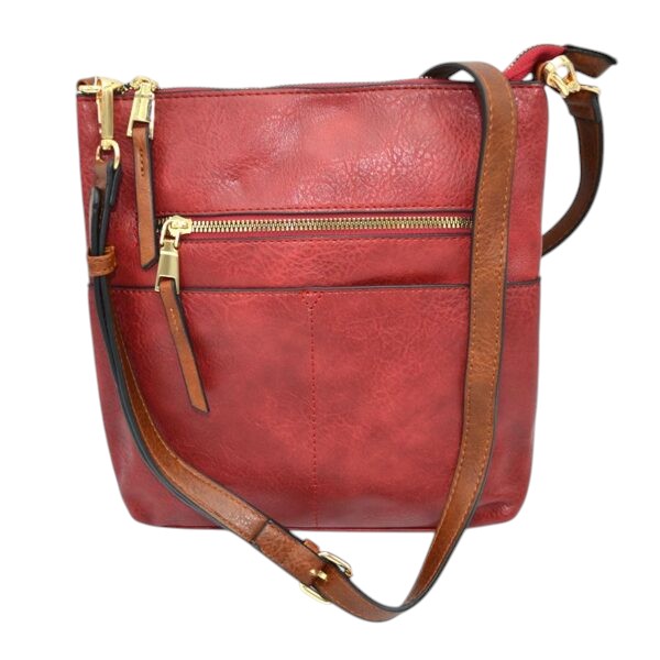 Kaylee Soft PU Vegan Leather 2 in 1 Tote Crossbody Bag - Burgundy - Crossbody Bags
