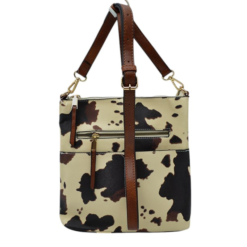 Kaylee Soft PU Vegan Leather 2 in 1 Tote Crossbody Bag - Cow - Crossbody Bags