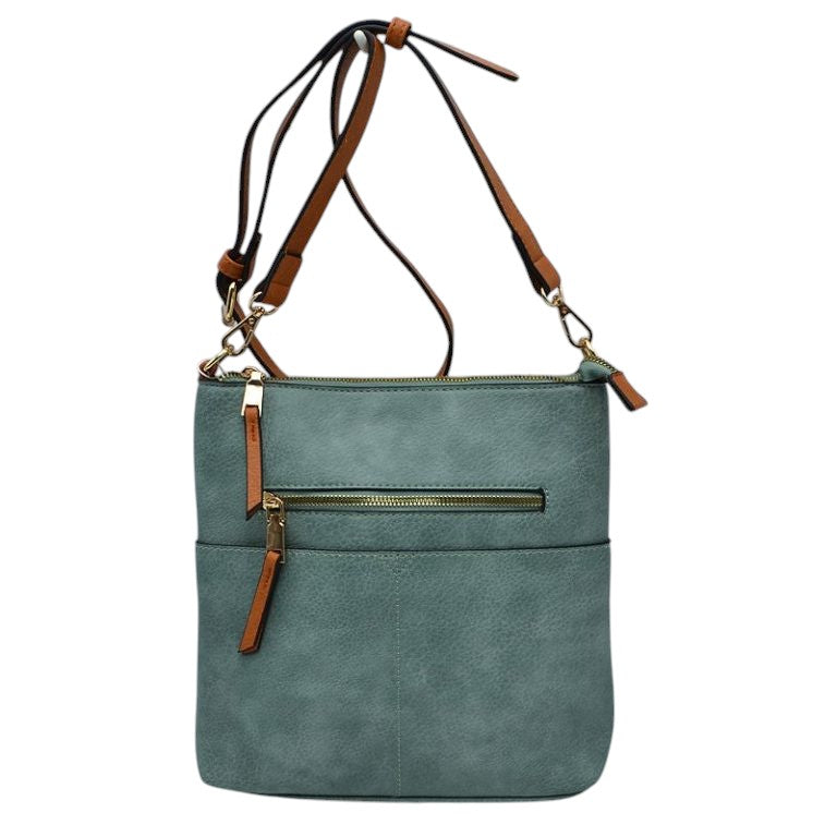 Kaylee Soft PU Vegan Leather 2 in 1 Tote Crossbody Bag - Mint - Crossbody Bags
