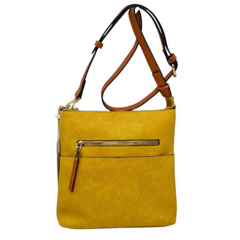 Kaylee Soft PU Vegan Leather 2 in 1 Tote Crossbody Bag - Yellow - Crossbody Bags