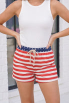 Stars and Stripes Drawstring Shorts - Charming Charlie
