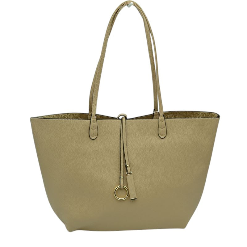 Kendra Reversible Supersoft Vegan Leather Tote Handbag - Beige/Gold - Tote Bag