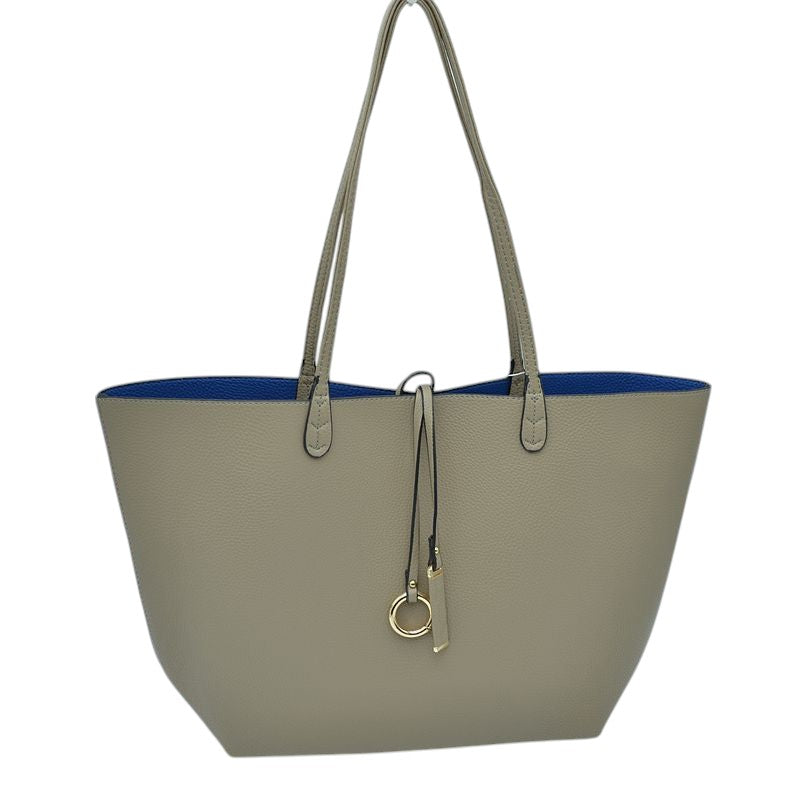 Kendra Reversible Supersoft Vegan Leather Tote Handbag - Grey/Blue - Tote Bag