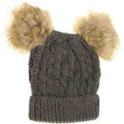 DK.Gray Kids Cable Knit Double Matching Pom Beanie offers cozy warmth and stylish design for young wearers. Crafted with a double-layer knit, it provides extra insulation against cold weather. The matching pom-poms add a playful touch, making it both functional and fashionable for everyday winter wear. Ideal for keeping children comfortable during outdoor activities in chilly conditions. 