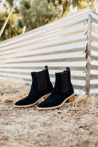 Leonor Suede Ankle Boot in Black - Charming Charlie
