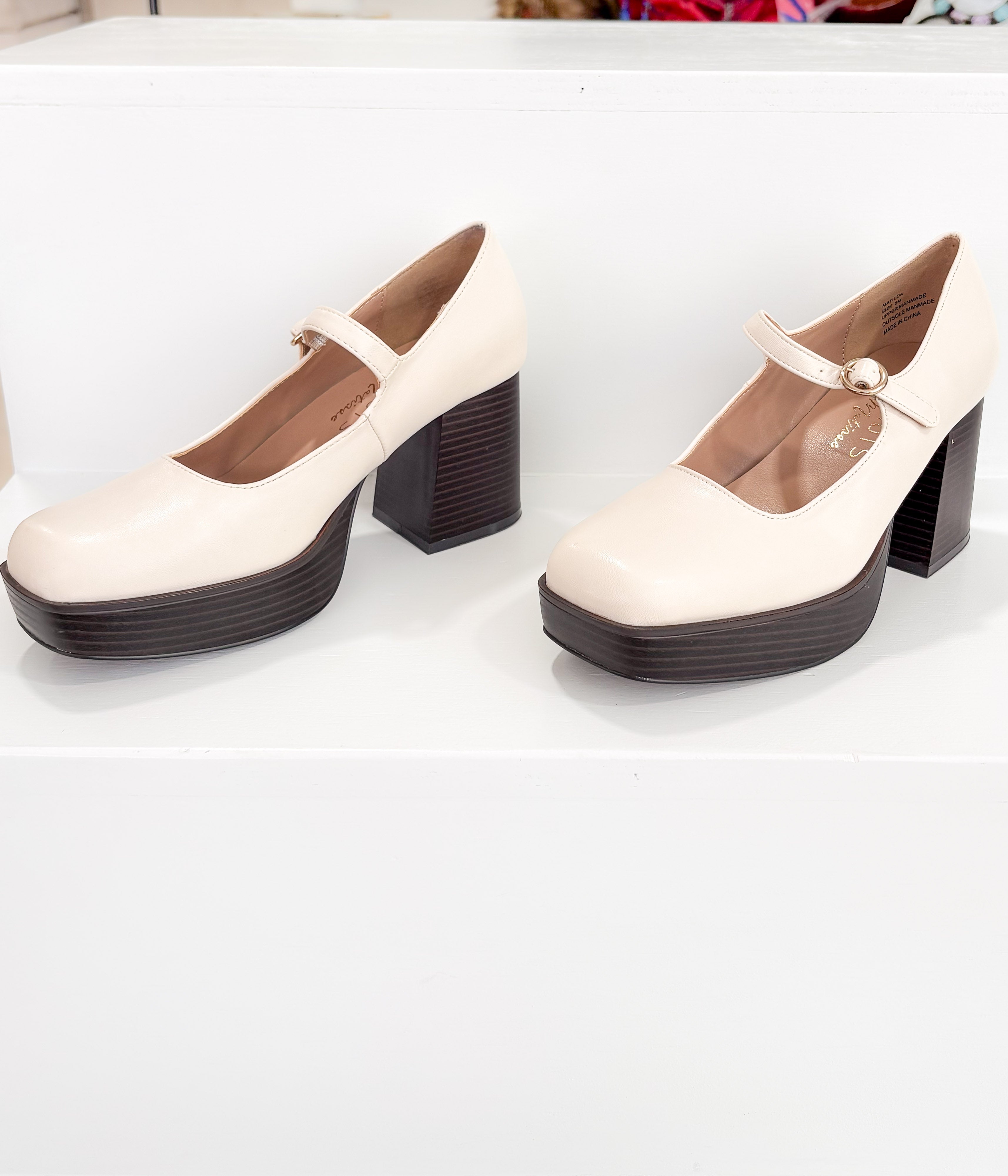 Matilda Platform Heel in Bone - Charming Charlie