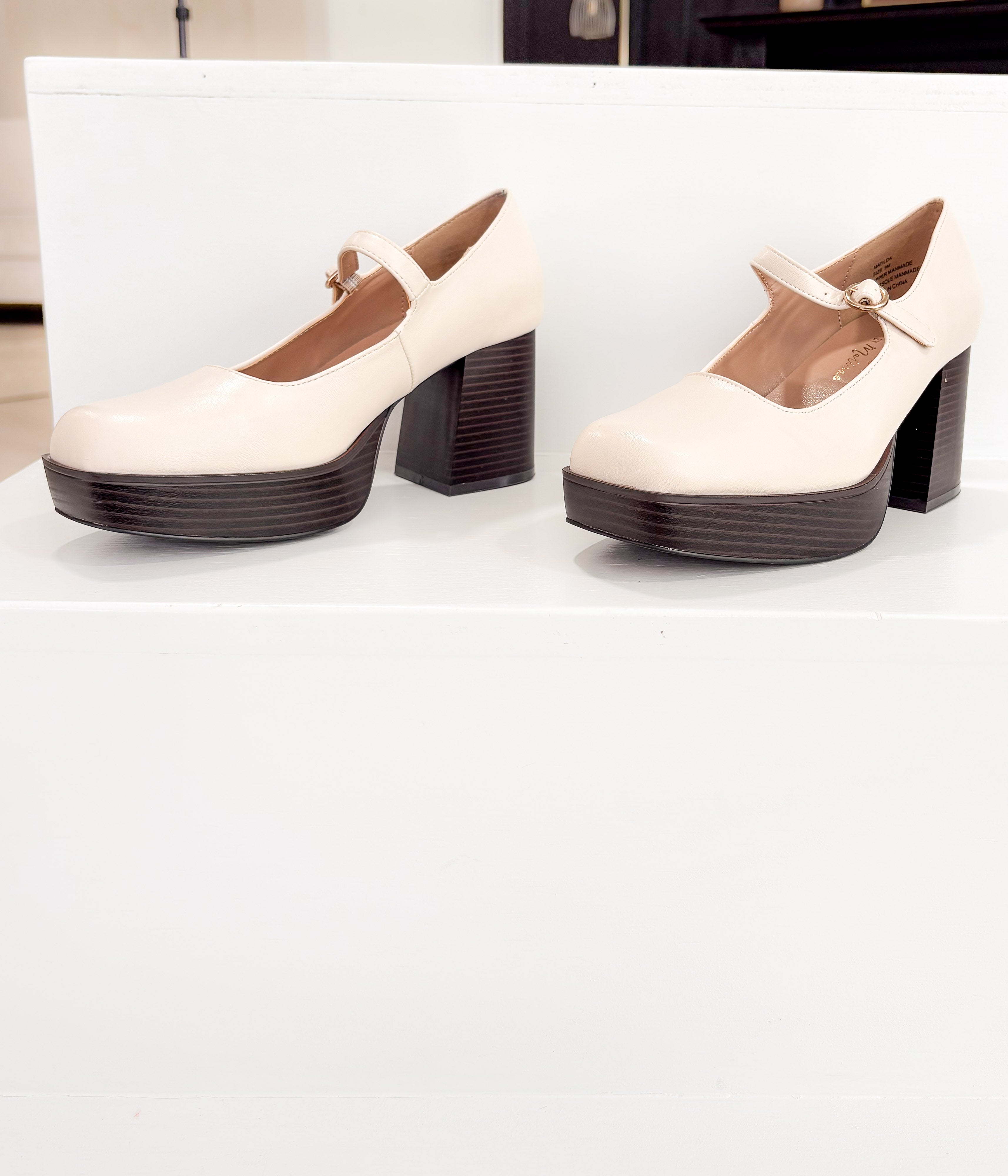 Matilda Platform Heel in Bone - Charming Charlie