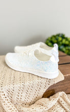 Mayo Glitter Sneakers in White - Charming Charlie