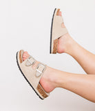 Mickie Western Slides in Cream - Charming Charlie
