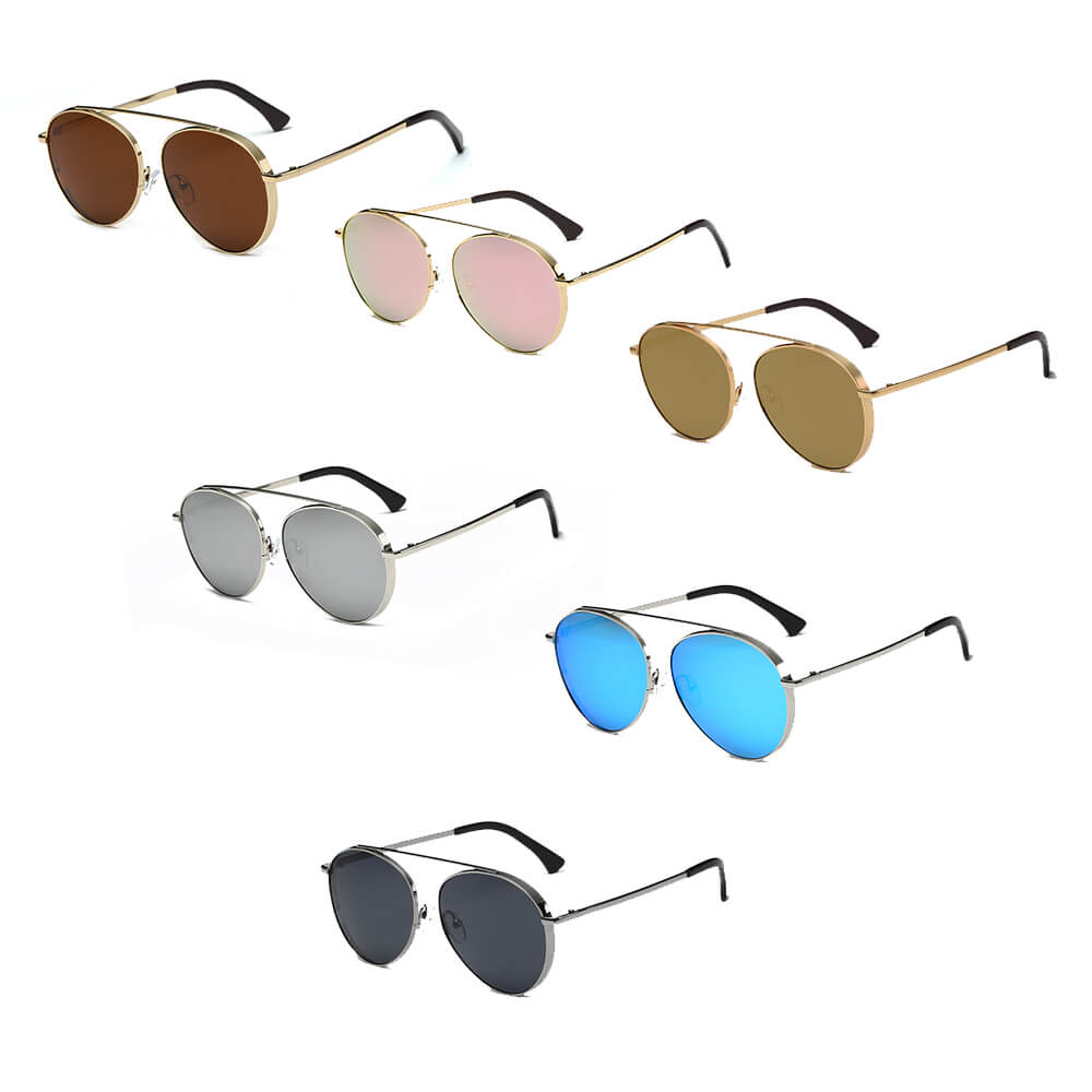 BETHEL | CA08 - Retro Mirrored Lens Teardrop Aviator Sunglasses - Cramilo Eyewear - Stylish Trendy Affordable Sunglasses Clear Glasses Eye Wear Fashion