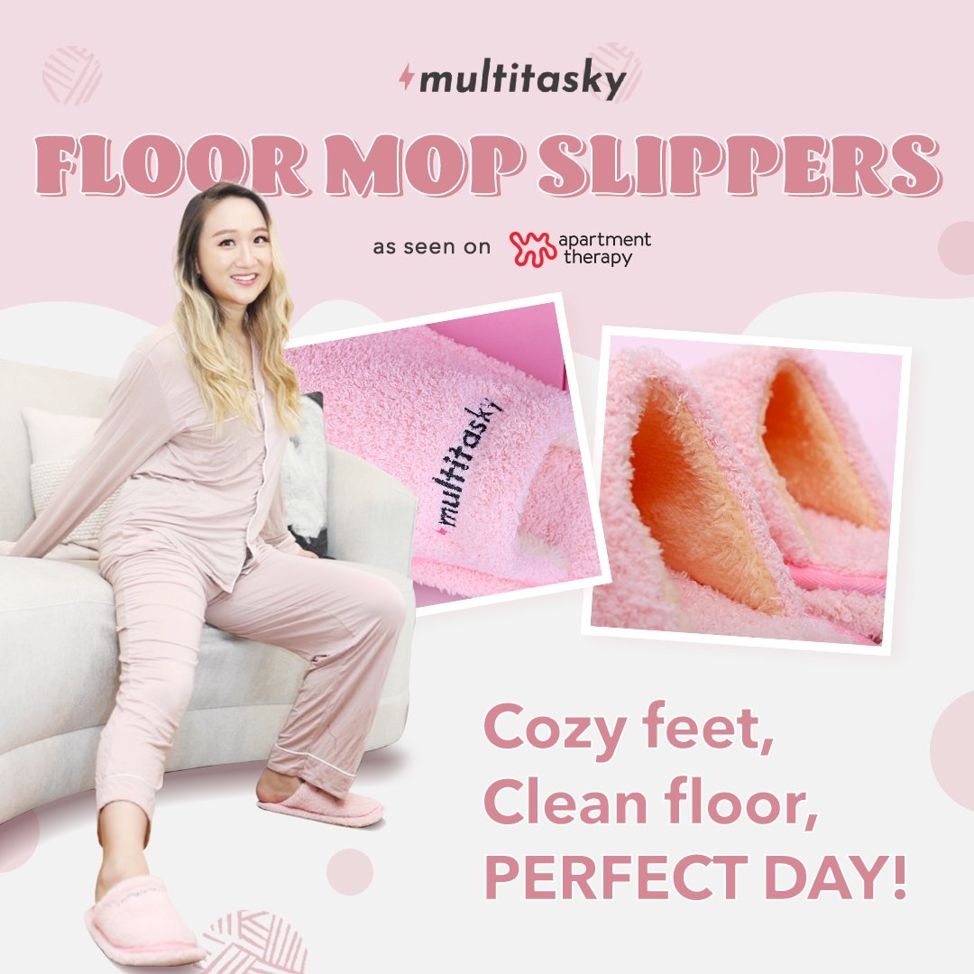 Multitasking Floor Mop Slippers with Removable Sole - Multitasky