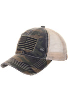 olive C.C American flag baseball cap is the perfect way to show your patriotism while keeping the sun out of your eyes. Made with high-quality material and featuring the iconic American flag design, this cap is both stylish and functional. With its adjustable strap, it is comfortable for all-day wear. Represent your country with pride in this timeless accessory.