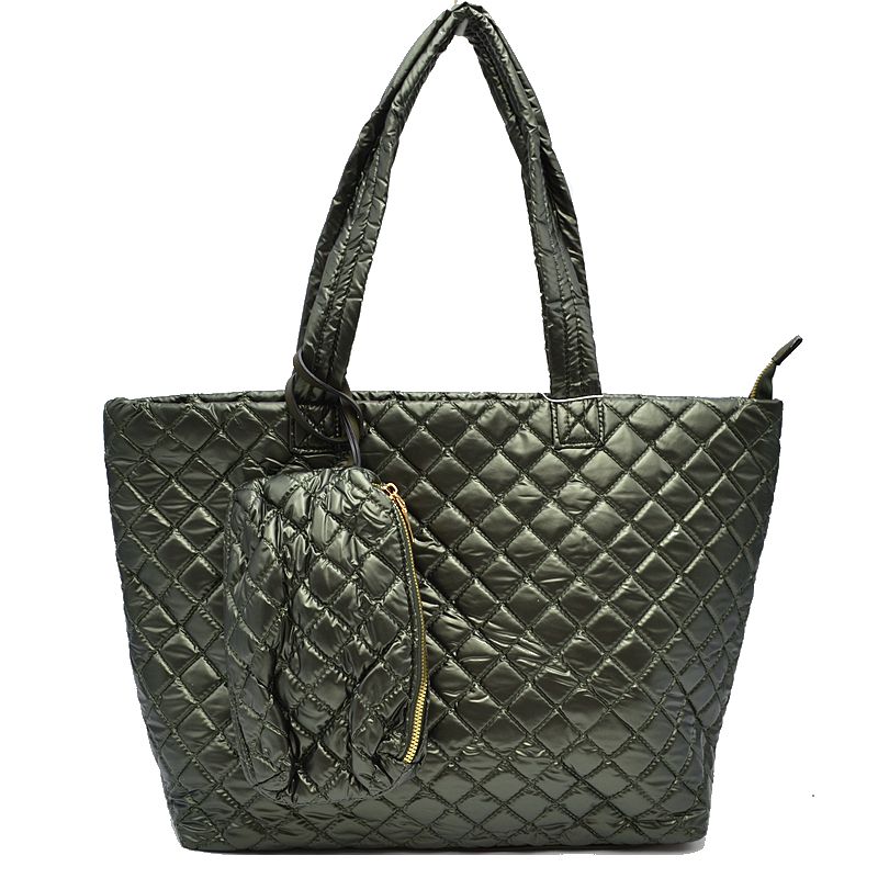 2-in-1 Large Quilted Zipper Tote with Pouch - Charming Charlie