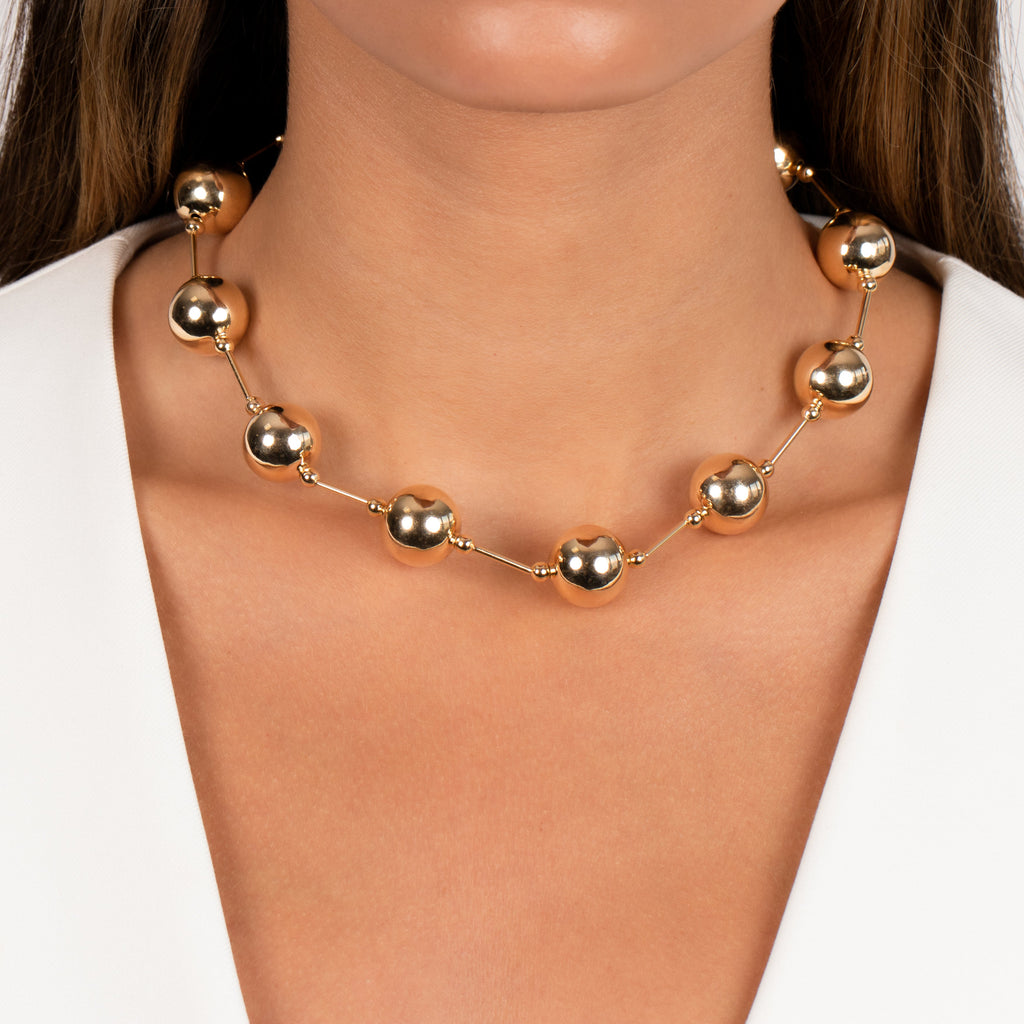  Solid Large Ball X Bar Necklace - Adina's Jewels