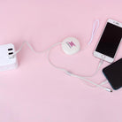 3-port USB keychain charger - multi phone charger cable in white