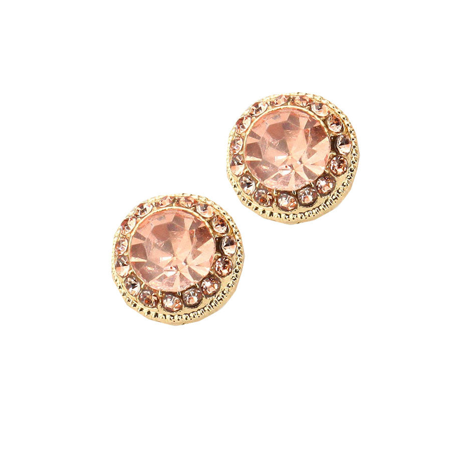  Peach Round Stone Stud Evening Earrings. Beautifully crafted design adds a gorgeous glow to any outfit. Jewelry that fits your lifestyle! Perfect Birthday Gift, Anniversary Gift, Mother's Day Gift, Anniversary Gift, Graduation Gift, Prom Jewelry, Just Because Gift, Thank you Gift.