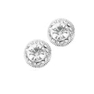 Silver Round Stone Stud Evening Earrings. Beautifully crafted design adds a gorgeous glow to any outfit. Jewelry that fits your lifestyle! Perfect Birthday Gift, Anniversary Gift, Mother's Day Gift, Anniversary Gift, Graduation Gift, Prom Jewelry, Just Because Gift, Thank you Gift.