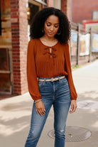 Copper Charm Pleated Blouse - Charming Charlie