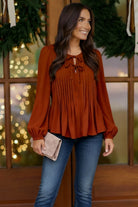 Copper Charm Pleated Blouse - Charming Charlie