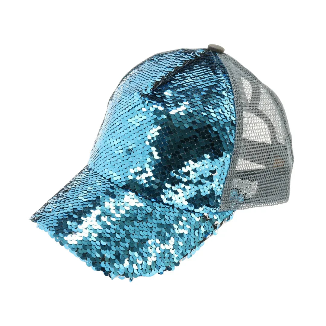 Sequin Mesh Back High Ponytail CC Ball Cap combines style and practicality for an active lifestyle. Featuring a breathable mesh back, it ensures optimal ventilation, while the high ponytail opening accommodates various hairstyles comfortably. The subtle sequin accents add a refined touch, making this cap suitable for both athletic and casual wear. Expertly crafted for durability and comfort, it’s an ideal accessory for those seeking functionality without compromising on style. 