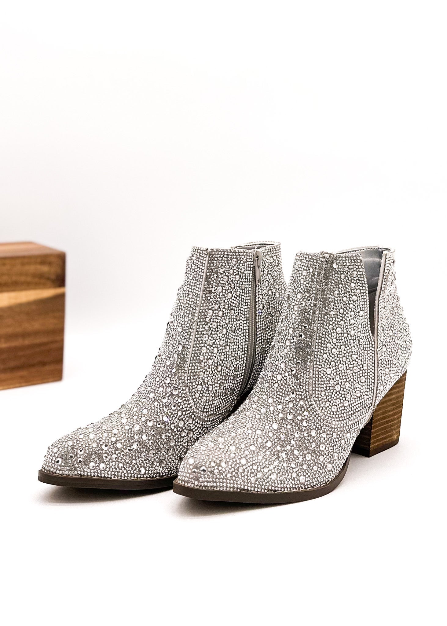 Shine Star Rhinestone Bootie in Silver - Charming Charlie