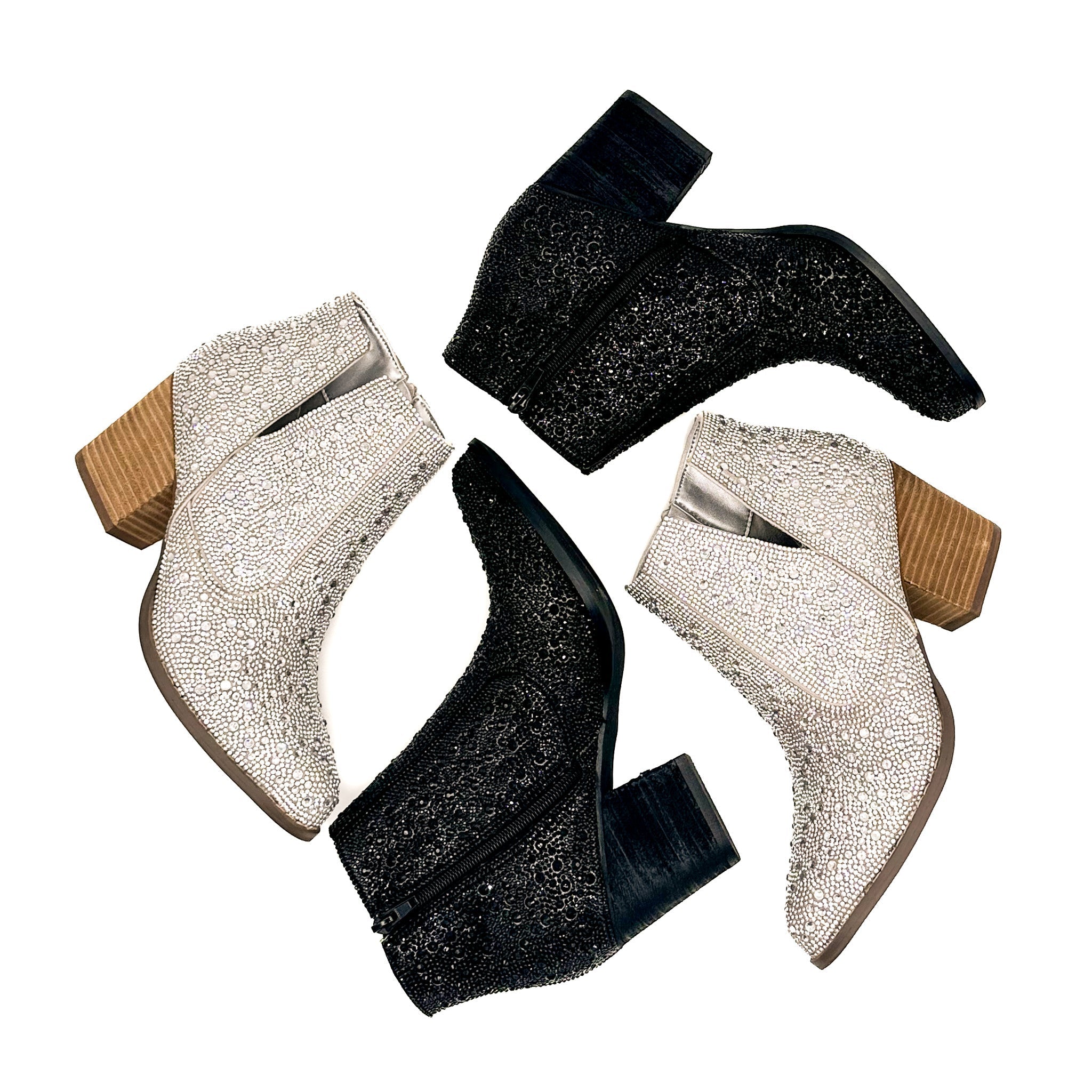 Shine Star Rhinestone Bootie in Silver - Charming Charlie