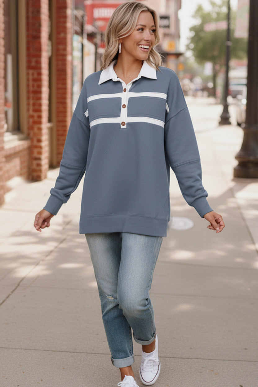 Prep School Chic Slate Blue Polo - Charming Charlie