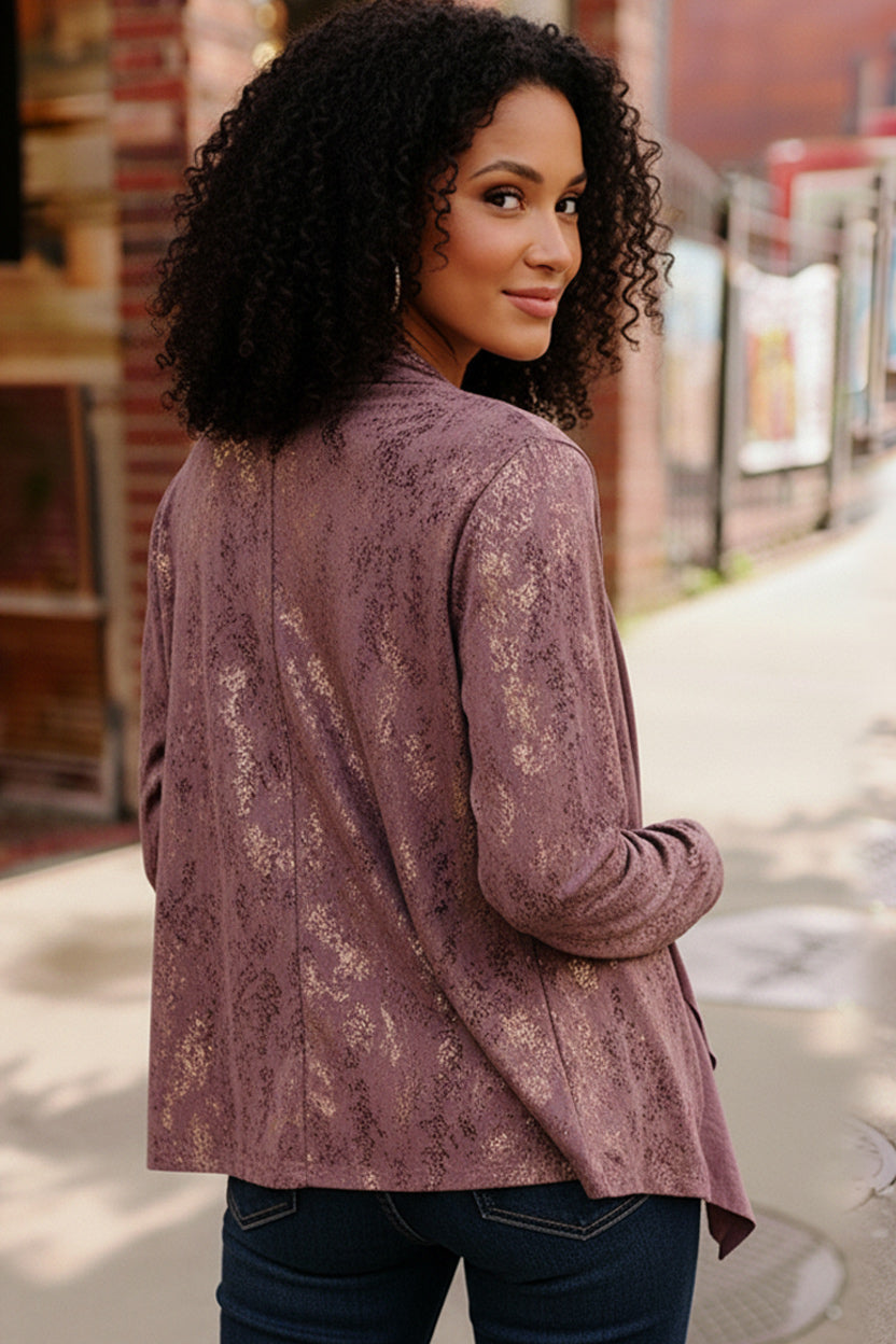 Plum Luxe Suede Cardigan - Charming Charlie